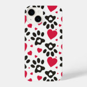 Coque Pour iPhone 14 impression des coeurs et des pattes (Verso)