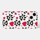 Coque Pour iPhone 14 impression des coeurs et des pattes (Verso Horizontal)