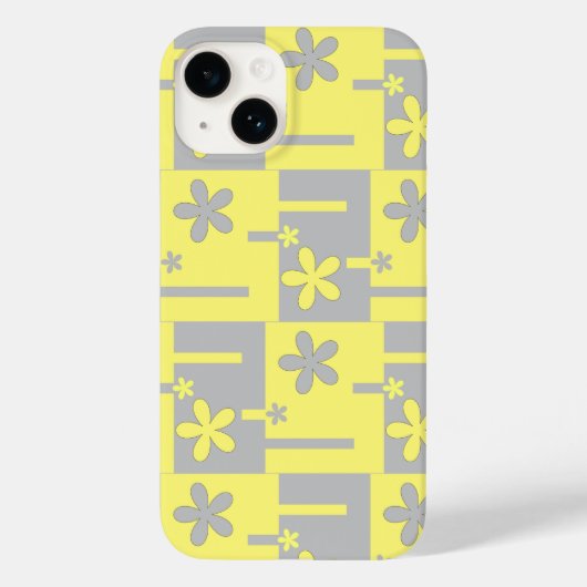 Coque Pour iPhone 14 impression gris et jaune, coque iphone Coque-mat (Verso)