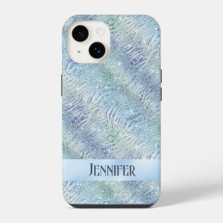 Coque Pour iPhone 14 Impression zèbre pailletée holographique