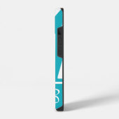 Coque Pour iPhone 14 Impression zèbre turquoise avec monogramme (Côté gauche)