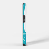 Coque Pour iPhone 14 Impression zèbre turquoise avec monogramme (Côté droit)