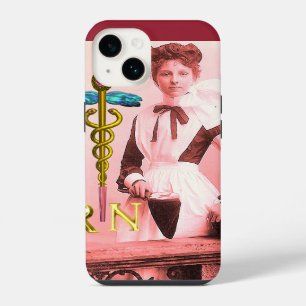 Coque Pour iPhone 14 Infirmière vintage et emblème de caducée NR en or