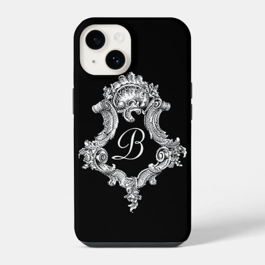 Coque Pour iPhone 14 Initiale de monogramme personnalisée (Verso)