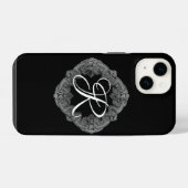 Coque Pour iPhone 14 Initiale gothique élégante (Verso Horizontal)