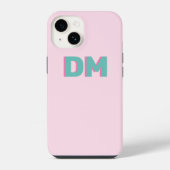 Coque Pour iPhone 14 Initiales de Monogramme simple moderne rose vert (Verso)