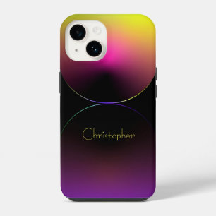 Coque Pour iPhone 14 Iphone à texture radiale jaune personnalisée 15
