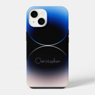 Coque Pour iPhone 14 Iphone personnalisé bleu Radial Texture 15