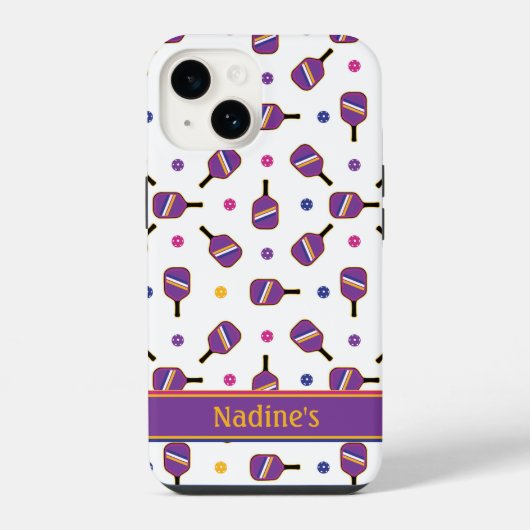 Coque Pour iPhone 14 J'adore le Pickleball blanc Etui Case-Mate pour Ip (Verso)
