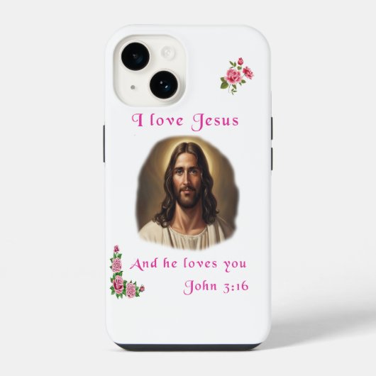 Coque Pour iPhone 14 J'aime Jésus (Verso)