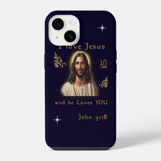 Coque Pour iPhone 14 J'aime Jésus (Verso)