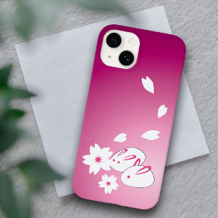 Coque Pour iPhone 14 Japonais lapins de neige et Sakura iPhone 14 Coque