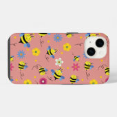 Coque Pour iPhone 14 Jardin de fleurs d'abeilles douces (Verso Horizontal)