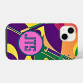 Coque Pour iPhone 14 Jazz chaud avec coque iphone de monogramme Customi (Verso Horizontal)