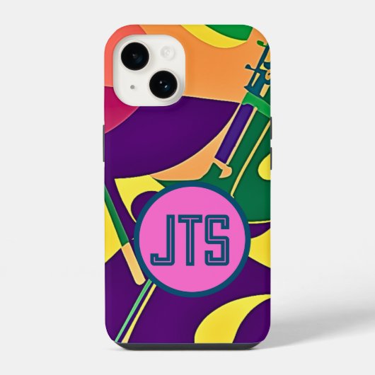Coque Pour iPhone 14 Jazz chaud avec coque iphone de monogramme Customi (Verso)