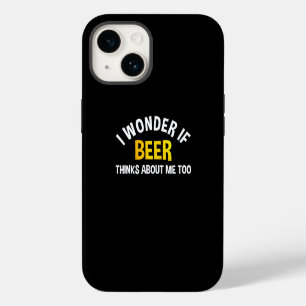 Coque Pour iPhone 14 Je me demande si la bière pense aussi à moi