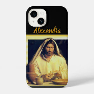 Coque Pour iPhone 14 Jésus brisant le pain Matthieu 14-13 Bande d'or