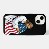 Coque Pour iPhone 14 Jésus serrant le drapeau américain (Verso Horizontal)