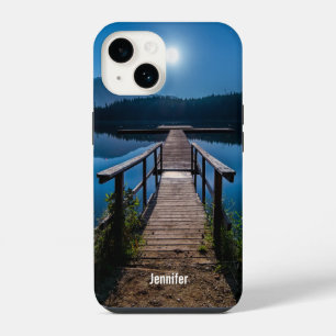 Coque Pour iPhone 14 Jetée la nuit sous la pleine lune