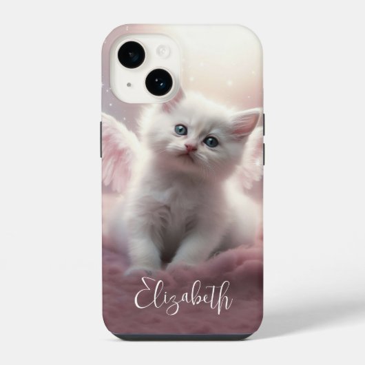 Coque Pour iPhone 14 Joli chaton rose (Verso)