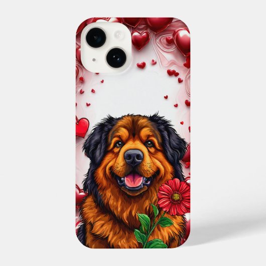 Coque Pour iPhone 14 Joli chien de la Saint-Valentin (Verso)