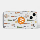 Coque Pour iPhone 14 Joli design monogrammé sapin initial Xmas (Verso Horizontal)