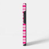 Coque Pour iPhone 14 Joli design rayé rose avec initiale unique (Côté gauche)