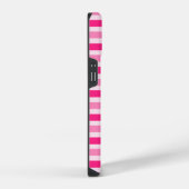 Coque Pour iPhone 14 Joli design rayé rose avec initiale unique (Côté droit)