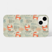 Coque Pour iPhone 14 Joli Doodle Fox Forest Motif de bois (Verso Horizontal)