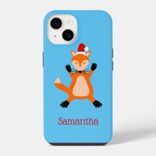 Coque Pour iPhone 14 Joli Noël Fox Nom personnalisé