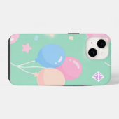 Coque Pour iPhone 14 Joli vert pastel avec ballons (Verso Horizontal)