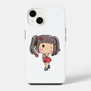 Coque Pour iPhone 14 Jolie Fille Chibi Clin d'Œil