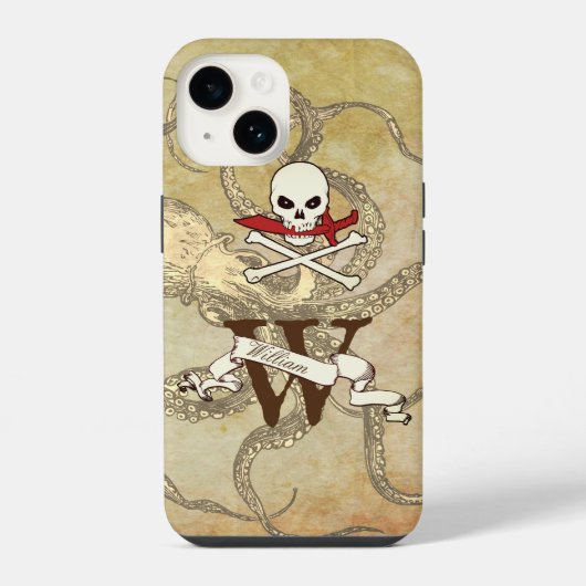 Coque Pour iPhone 14 Jolly roger Monogramme initial (Verso)