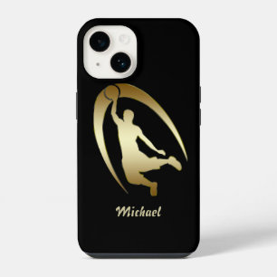 Coque Pour iPhone 14 Joueur de basket-ball en or Slam Dunk