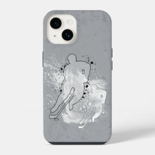 Coque Pour iPhone 14 Joueur de hockey Double Vision Gris