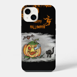 Coque Pour iPhone 14 Joyeux Halloween avec Chat Fantôme Chauve-Souris C