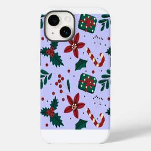 Coque Pour iPhone 14 Joyeux Motif Abstrait de Noël