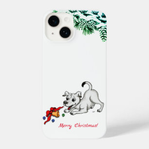 Coque Pour iPhone 14 Joyeux Noël ! Chiot avec Bell et Ball