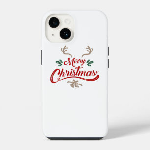 Coque Pour iPhone 14 Joyeux Noël Design Vintage Rouge et vert