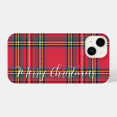 Coque Pour iPhone 14 Joyeux Noël Rouge Plaid (Verso Horizontal)
