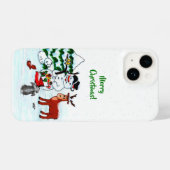 Coque Pour iPhone 14 Joyeux Noël ! Snowman avec amis (Verso Horizontal)
