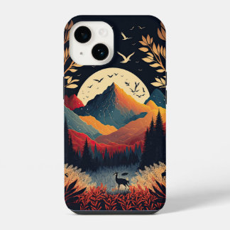 Coque Pour iPhone 14 La Lune se lève derrière des montagnes et des prés