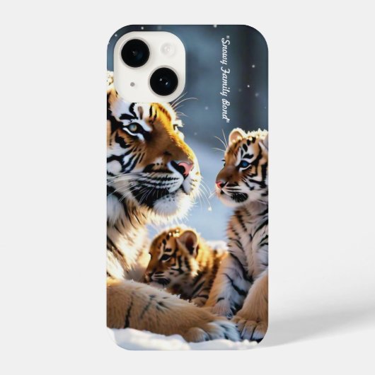 Coque Pour iPhone 14 "La retraite hivernale de la famille Tiger" (Verso)