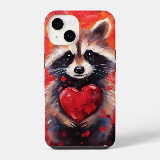 Coque Pour iPhone 14 La Saint-Valentin du raton laveur (Verso)