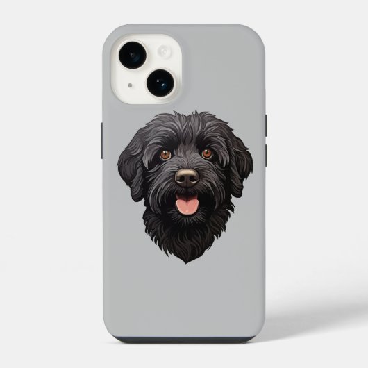 Coque Pour iPhone 14 Labradoodle Chien noir (Verso)