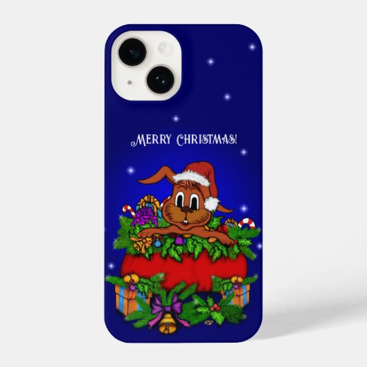 Coque Pour iPhone 14 Lapin de Noël (Verso)