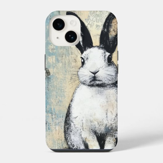 Coque Pour iPhone 14 Lapin en techniques mixtes (Verso)