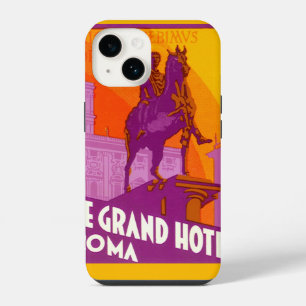 Coque Pour iPhone 14 Le Grand Hotel Roma Statue, Italie, Voyage Vintage