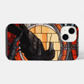 Coque Pour iPhone 14 Le vitrail du corbeau effrayant (Verso Horizontal)