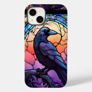 Coque Pour iPhone 14 Le vitrail du corbeau effrayant